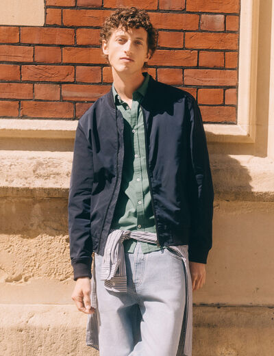 Blouson teddy éco-responsable bleu marine homme