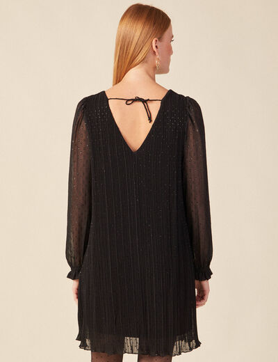 Robe trapèze plissée noir femme