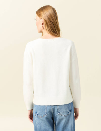 Pull manches longues ecru femme