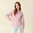 Blouse manches longues en coton orange corail femme