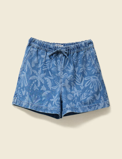 Short large en jean denim stone femme