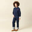 Sweat oversize &agrave; capuche en coton bleu marine femme