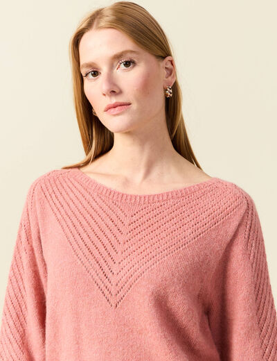 Pull manches longues fabriqué en France rose pastel femme