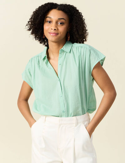 Blouse manches courtes vert clair femme