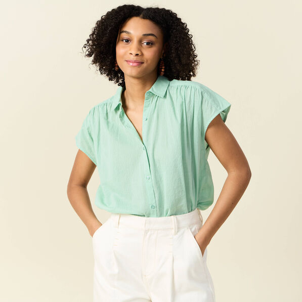 Blouse manches courtes vert clair femme