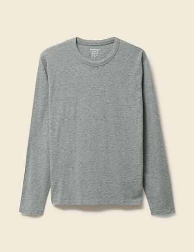 T-shirt en coton manches longues gris homme