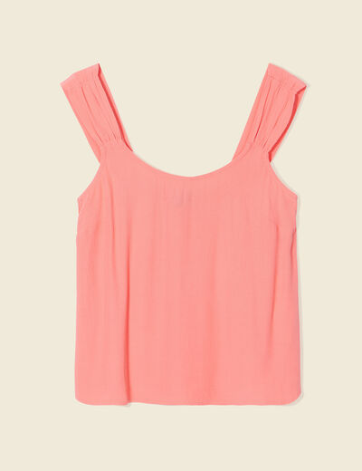 Blouse bretelles larges rose corail femme