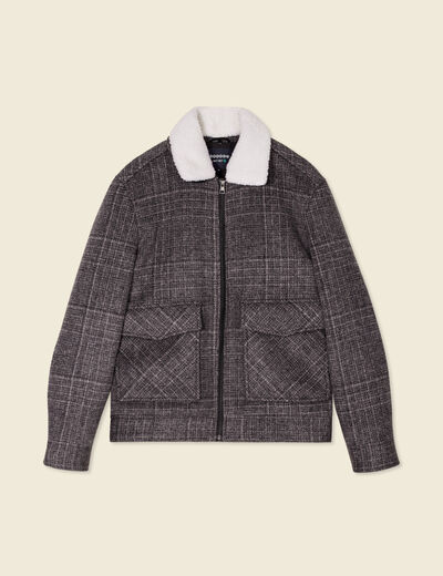 Blouson zippé col aviateur gris foncé homme