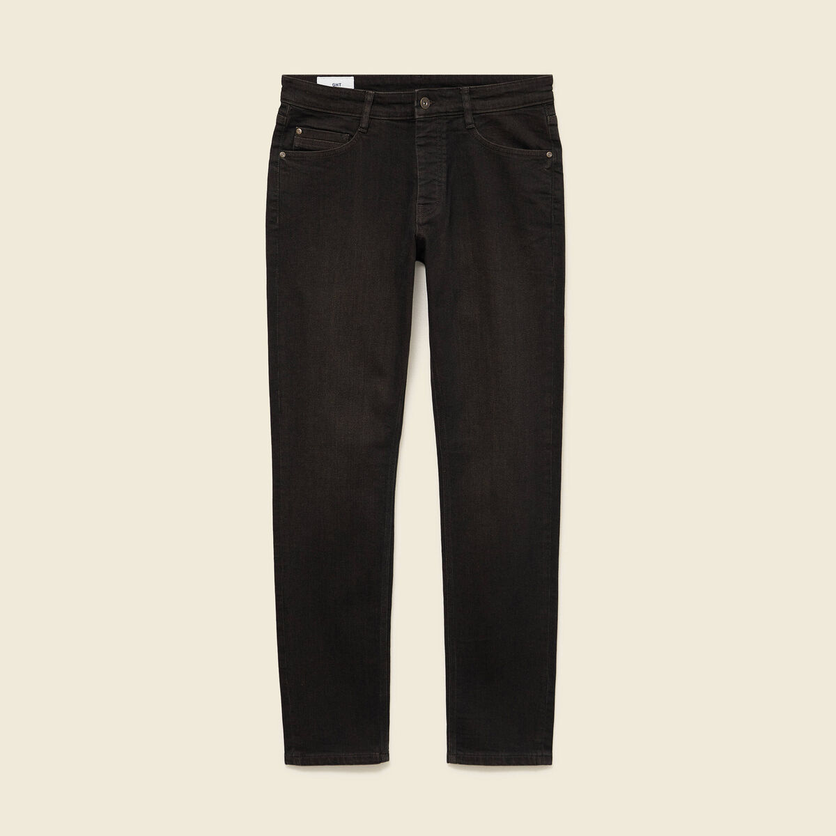 Jeans straight 5 poches marron homme