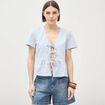 Blouse manches courtes bleu pastel femme