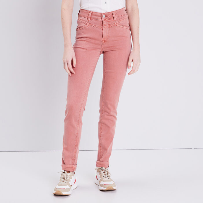 Pantalon slim effet push up rose poudrée femme