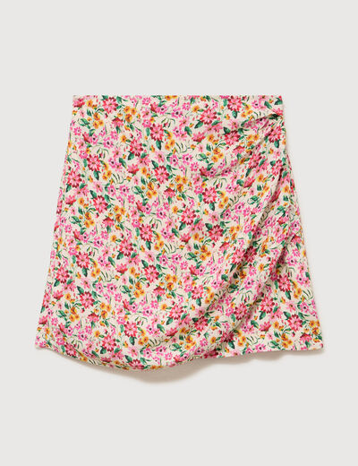 Jupe fluide doubl&eacute;e multicolore femme