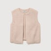 Gilet droit sans manches col rond ivoire femme