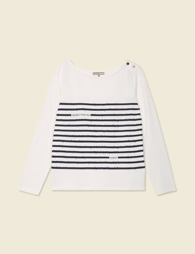 T-shirt manches longues ecru femme