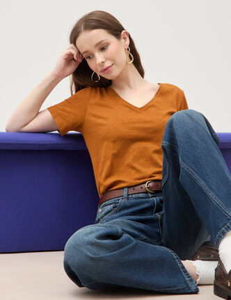 T-shirt manches courtes camel femme