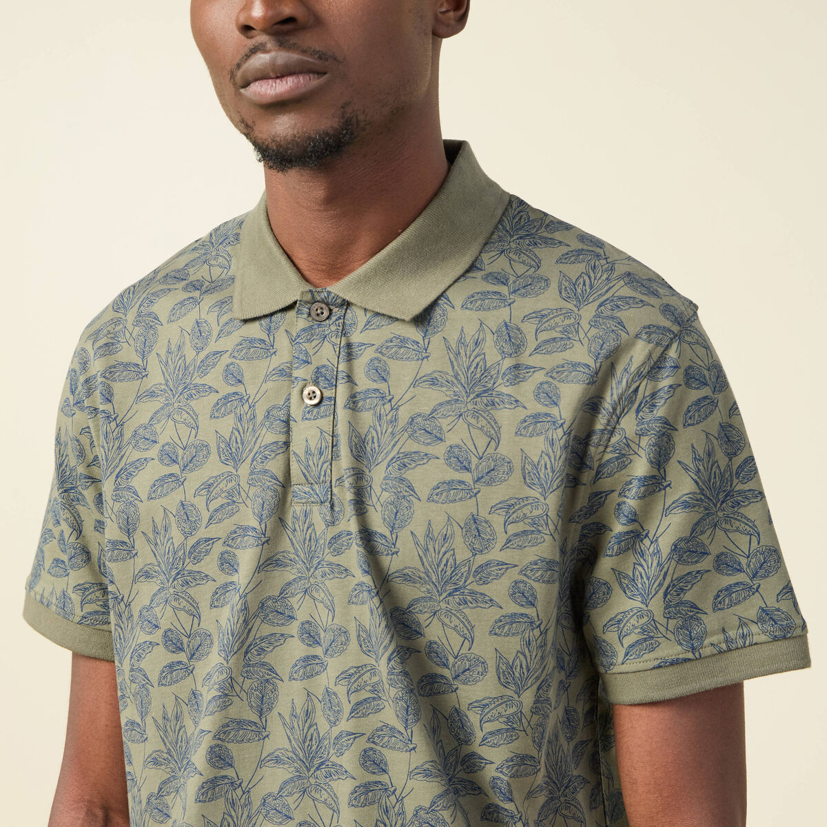 Polo éco-responsable vert kaki homme