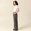 Pantalon large taille haute fluide gris femme