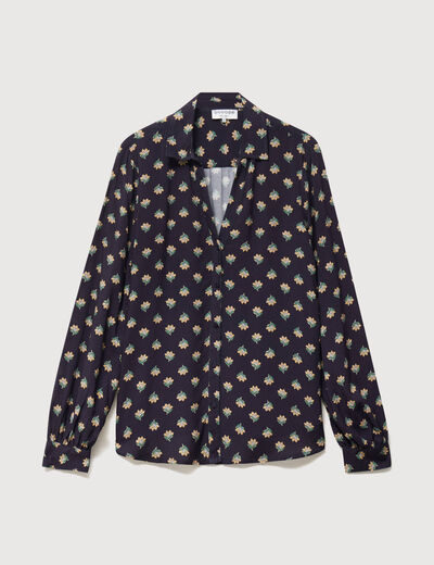 Blouse manches longues bleu marine femme