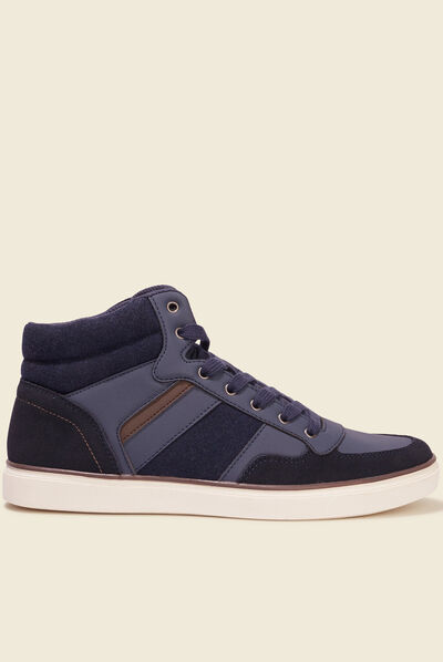 Baskets montantes à lacets bleu marine homme