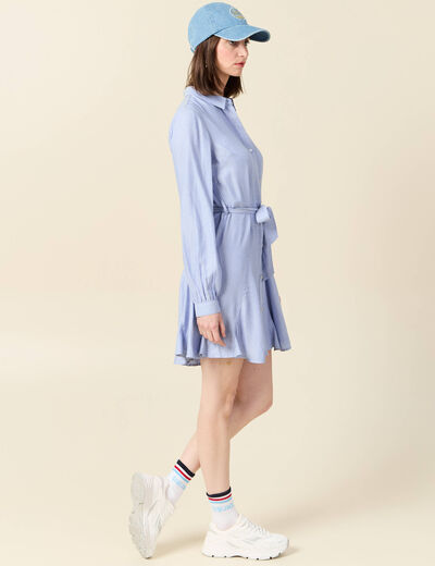 Robe patineuse courte manches longues bleu femme