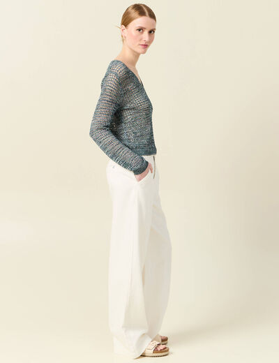 Pull éco-responsable bleu pétrole femme