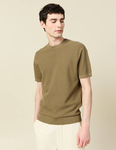 T-shirt en coton vert kaki homme