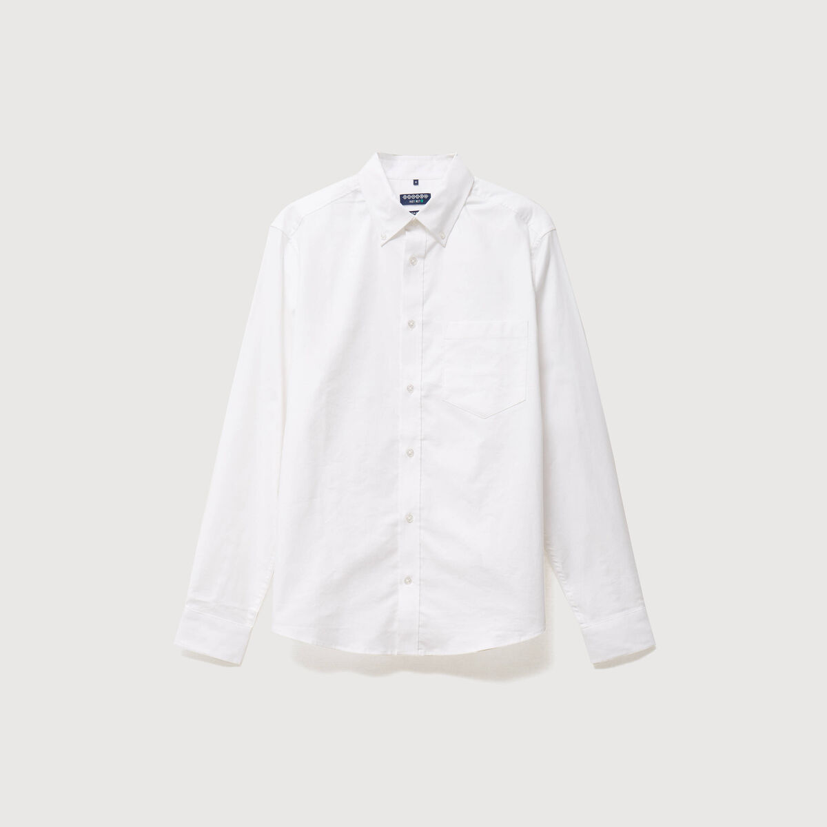 Chemise manches longues col am&eacute;ricain blanc homme