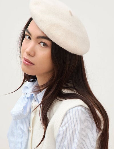 B&eacute;ret creme femme