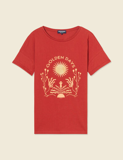 T-shirt éco-responsable rouge foncé femme