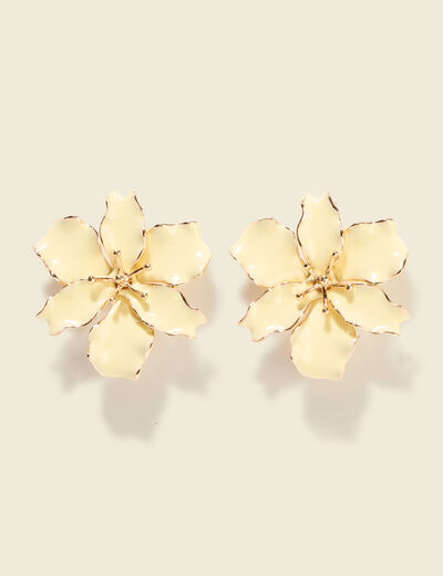 Boucles d'oreilles forme fleur jaune pastel femme