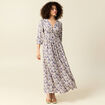 Robe col V manches longues bleu femme