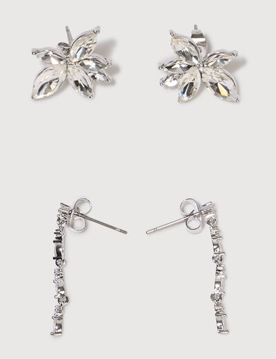 Lot de 2 paires de boucles d'oreilles couleur argent femme