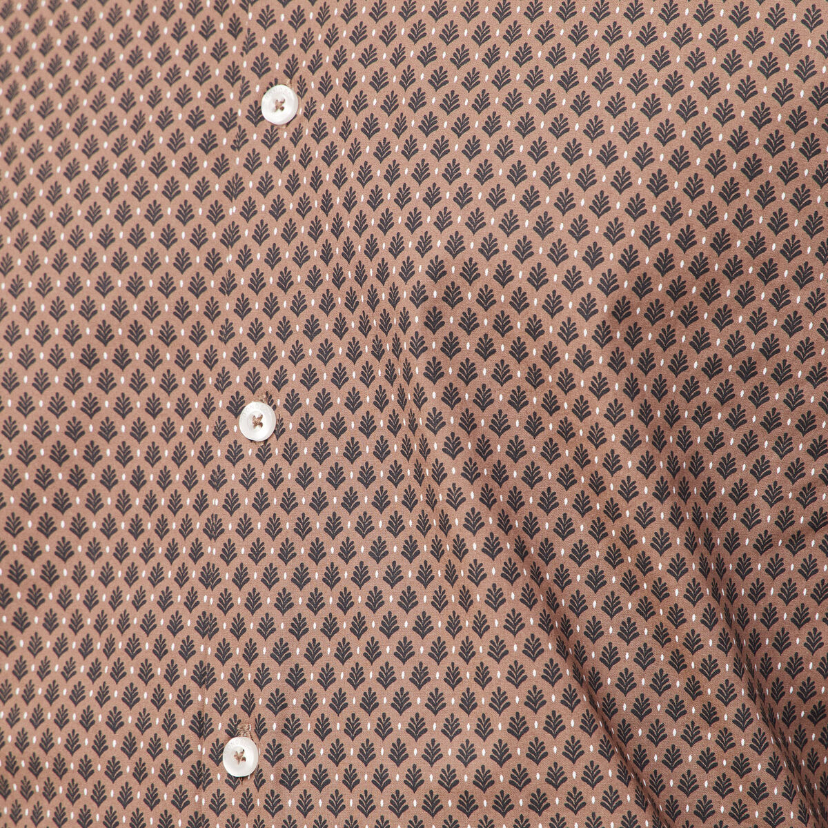 Chemise en coton manches longues marron homme