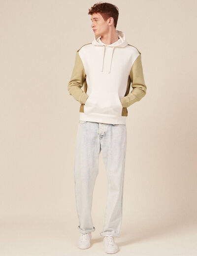 Sweat capuche éco-responsable beige homme