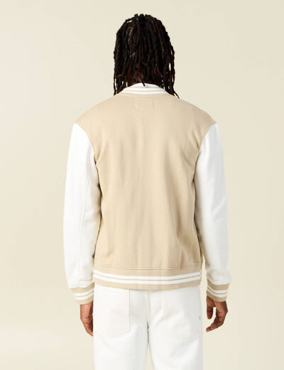 Veste sweat oversize manches longues beige homme