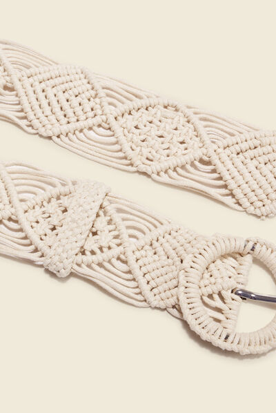 Ceinture macramé ecru femme