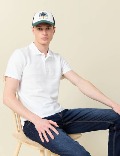 Polo manches courtes blanc homme