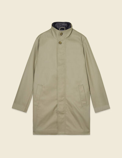 Trench mi-long col montant vert kaki homme