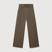 Pantalon large taille haute fluide camel femme