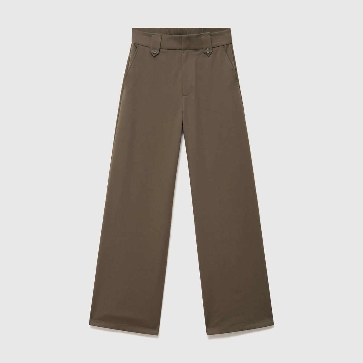Pantalon large taille haute fluide camel femme