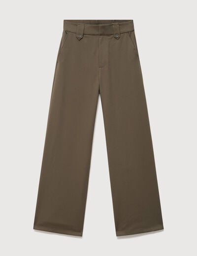 Pantalon large taille haute fluide camel femme