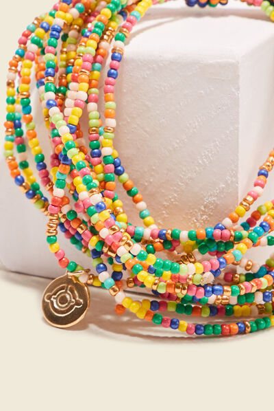Bracelet multirangs perles multicolore femme