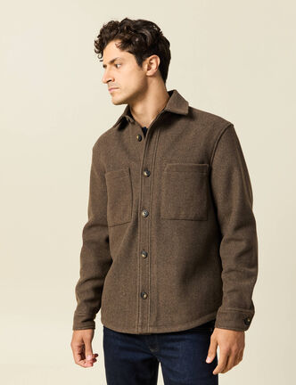 Surchemise boutonn&eacute;e marron fonc&eacute; homme
