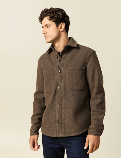 Surchemise boutonn&eacute;e marron fonc&eacute; homme