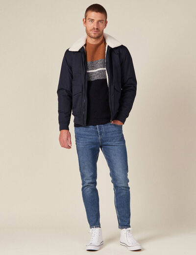 Pull manches longues fabriqué en France marron homme