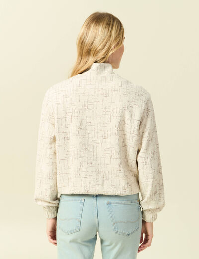 Veste manches longues col montant ecru femme