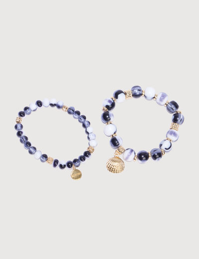 Lot de 2 bracelets bleu fonc&eacute; femme