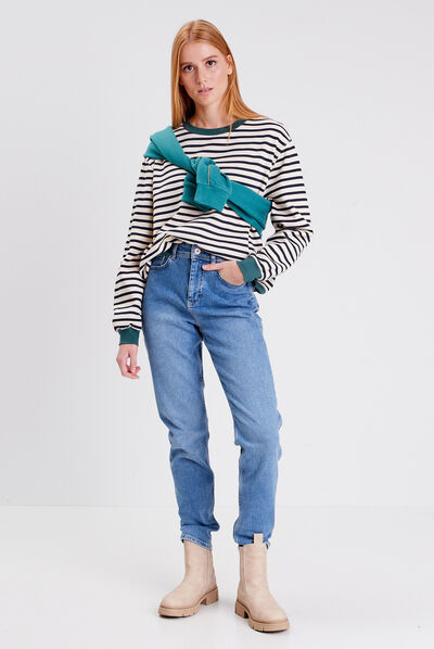 Sweat manches longues ecru femme