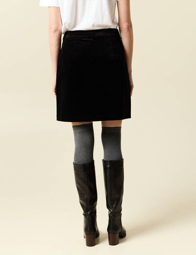 Jupe droite velours noir femme