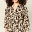 Robe longue droite manches 3/4 marron clair femme